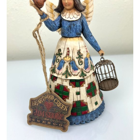 VTG Jim Shore Heartwood Creek Angel with Birdcage Bird Folk Art Resin Figure - Picture 3 of 16